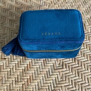 NWOT Sezane Blue Velvet Jewelry Case